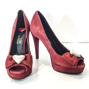 Love Moschino Red Peeptoe Pumps
